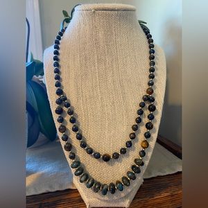 Sapphire Impression Jasper and Tigereye statement necklace.
